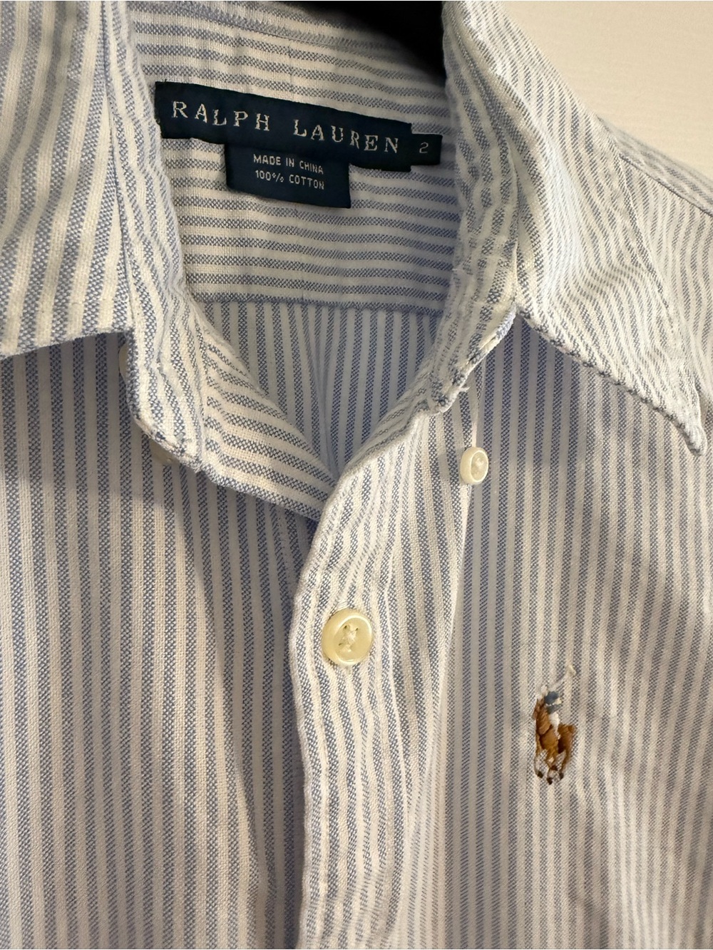 Ralph Lauren Stretch Slim Fit Striped Oxford Shirt Size 2 - Picture 3 of 4